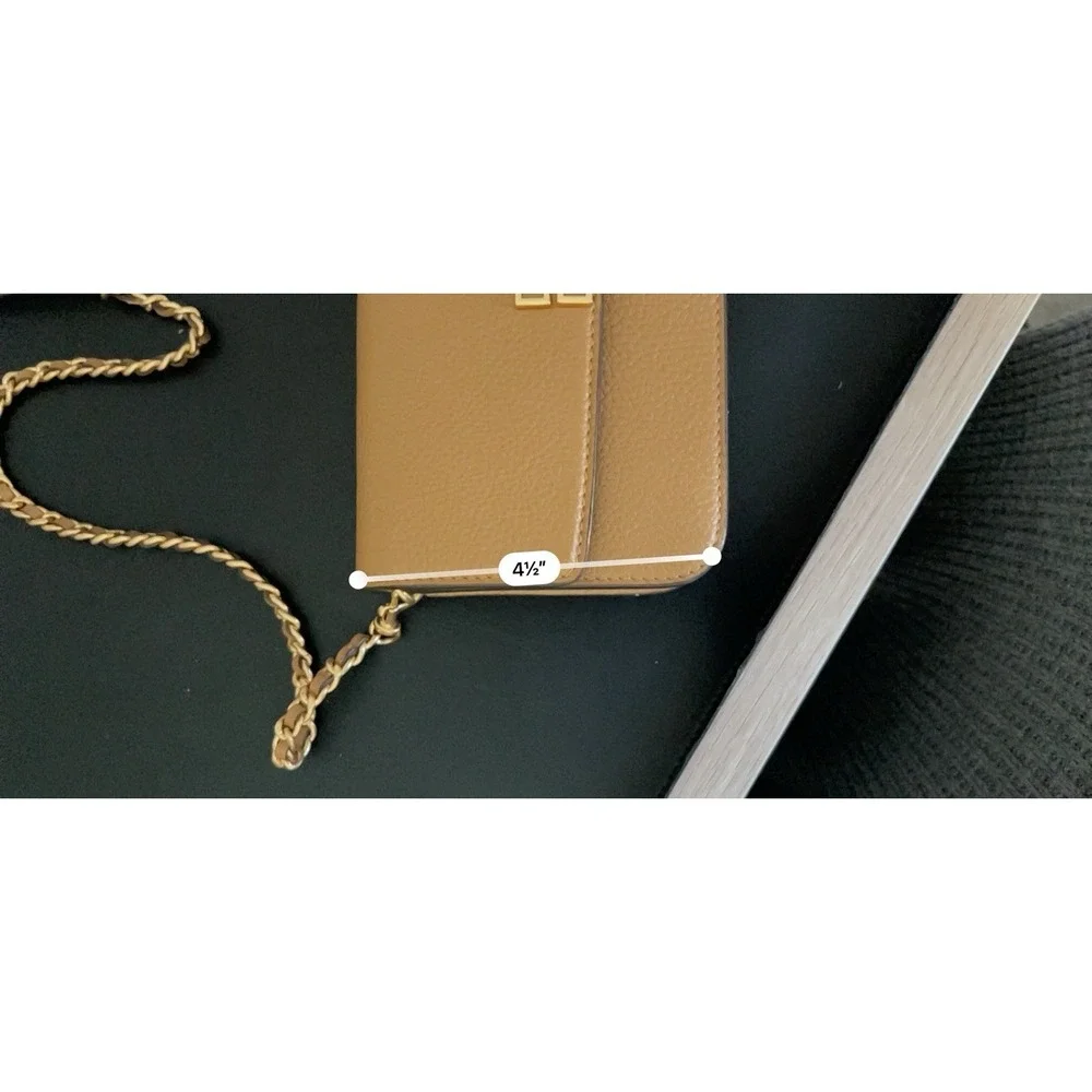 Tory Burch Britten Chain Crossbody Wallet‎ With Wristlet Brown Moose.